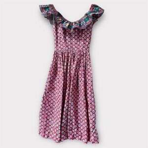 Vintage 70s prairie maxi dress with ruffle off the shoulder detail